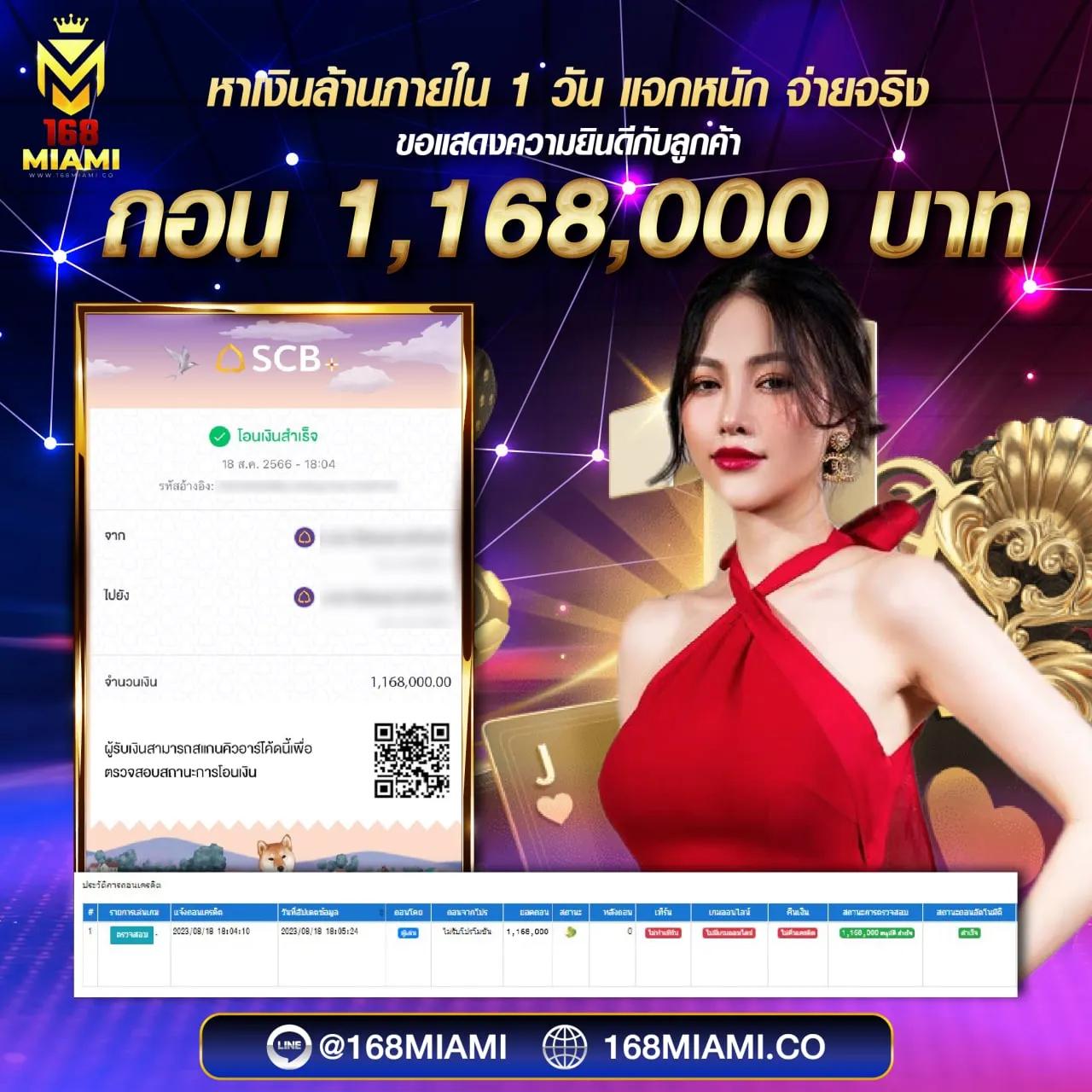 ไมอามี่1688 คาสิโนออนไลน์ยอดนิยม เล่นง่ายจ่ายจริงในไทย